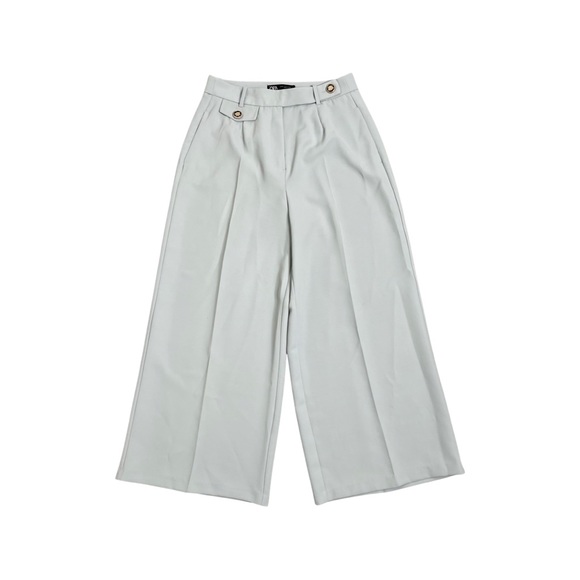 ZARA WOMAN MENSWEAR STYLE WIDE LEG PANTS GREEN / BLUE Pastel Size M - Picture 6 of 15